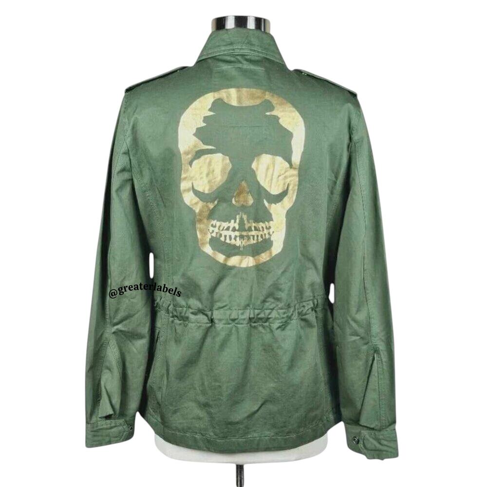 NEW Zadig & Voltaire Kayak Skull Military Utility Jacket with Pins Oversized S